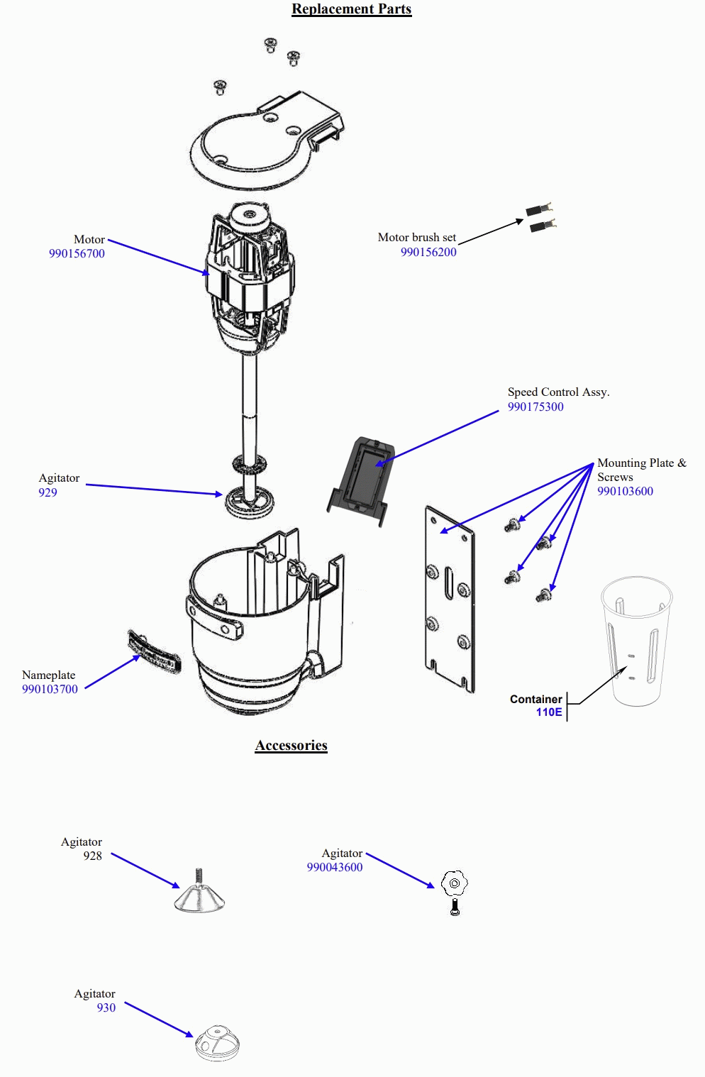 Diagram Diagram and Parts List for HMD300M-CFA  Hamilton Beach Drink Mixer